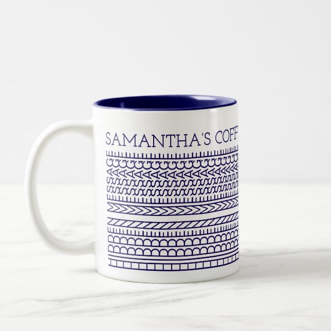 Create Your Own Short Hidden Message 148BW Novelty Two-Tone Coffee Mug (Left)