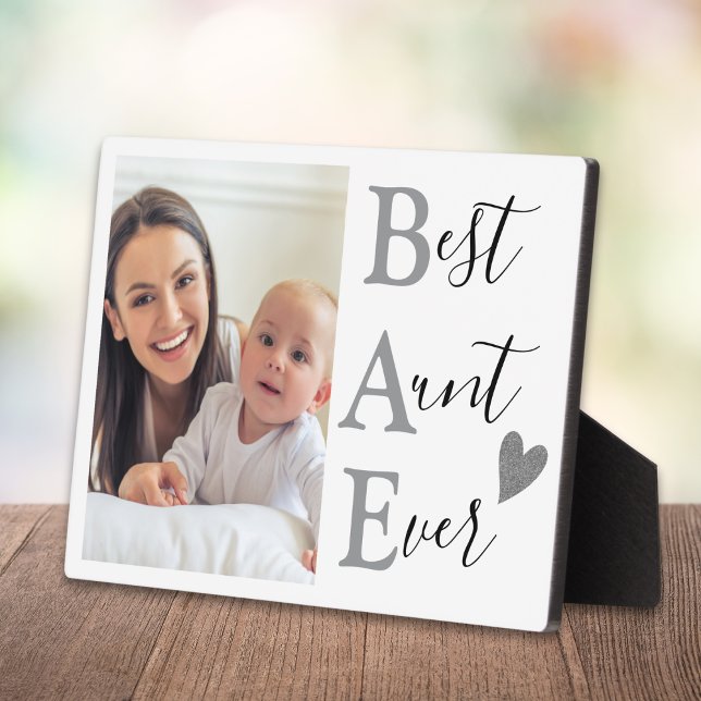 Create Your Own Silver BAE Best Aunt Ever Photo  Plaque (Creator Uploaded)