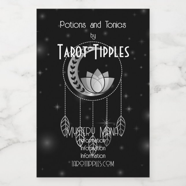 Create Your Own Silver Lotus Moon Dreamcatcher Wine Label (Single Label)