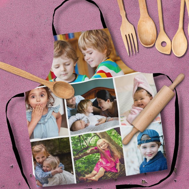 Create Your Own Simple 7 Family Photo Collage   Apron (Create Your Own Simple 7 Family Photo Collage Apron
)