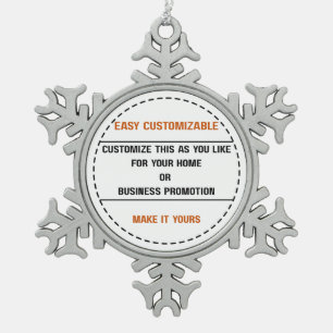 Create Your Own Simple Brand Promotion Snowflake Pewter Christmas Ornament