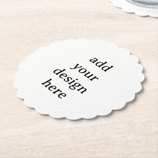 Create Your Own Simple Custom Scalloped Round Paper Coaster (Angled)