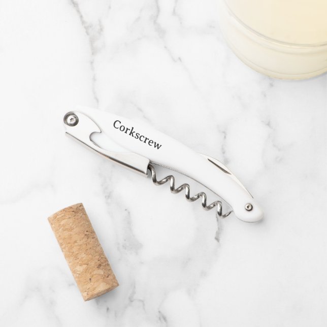 Create Your Own Simple Custom White Corkscrew (Front)