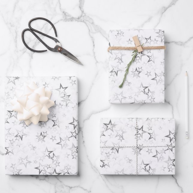 Create Your Own Simple Faded Stars Pattern Wrapping Paper Sheet (Front)