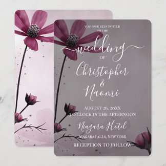 Create Your Own Simple Pink Flowers Wedding Invitation