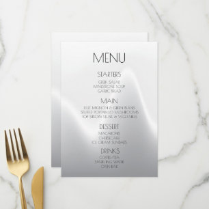Create Your Own Simple Silver Wave Wedding Menu