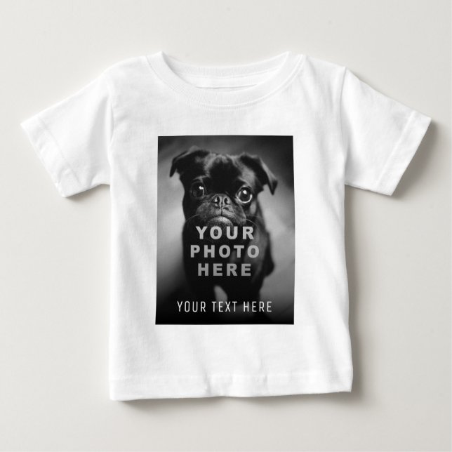 Create Your Own Simple Single Photo & Custom Text Baby T-Shirt (Front)