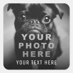 Create Your Own Simple Single Photo & Custom Text Square Sticker