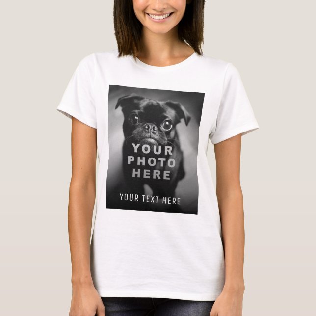 Create Your Own Simple Single Photo & Custom Text T-Shirt (Front)