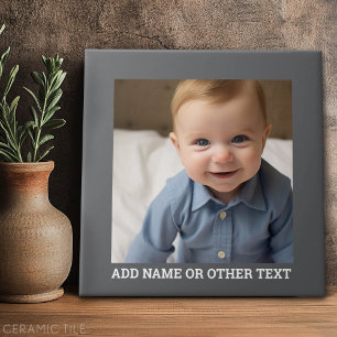 Create Your Own Single Photo Gallery grey border Ceramic Tile