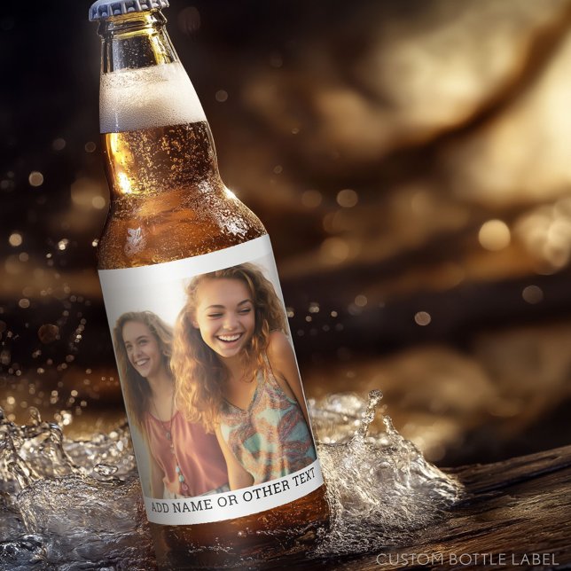 Create Your Own Single Photo Gallery white border Beer Bottle Label (Custom Beer Bottle Label - Photo Label)
