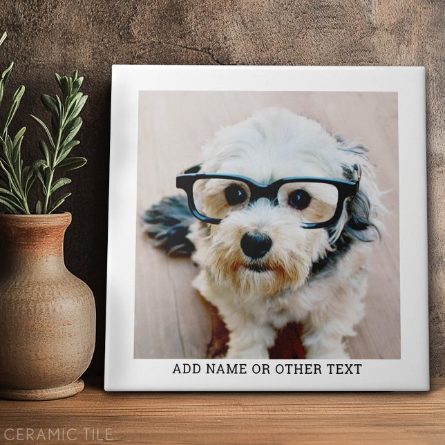 Create Your Own Single Photo Gallery white border Ceramic Tile (Custom Tile)