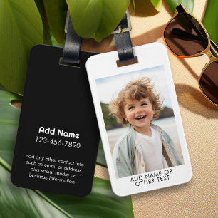 Create Your Own Single Photo Gallery white border Luggage Tag