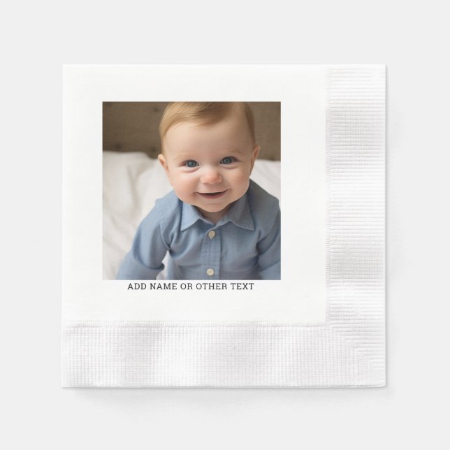 Create Your Own Single Photo Gallery white border Napkin (Front)