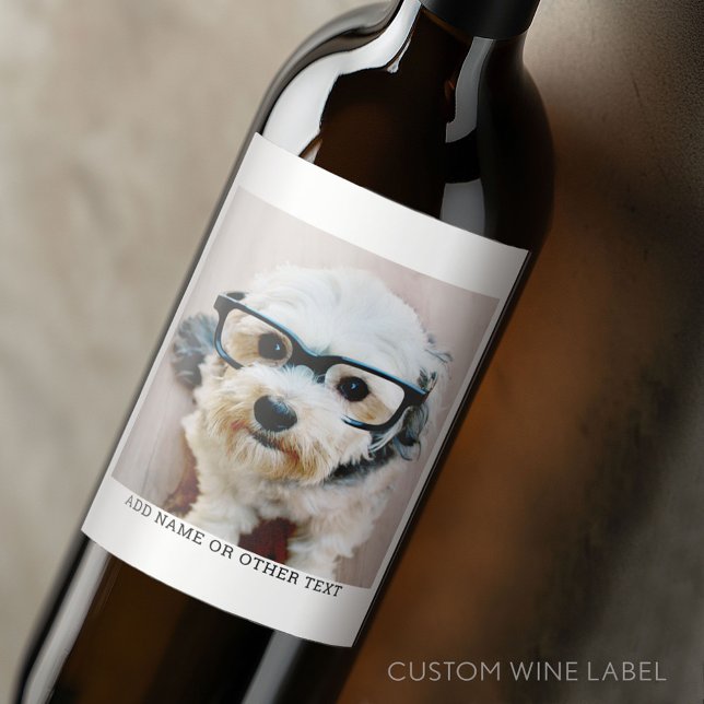Create Your Own Single Photo Gallery white border Wine Label (Custom Wine Bottle Label - Personalize a Sticker for a fun gift or memento)
