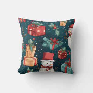 Create Your Own Snowman Gifts Green Cushion