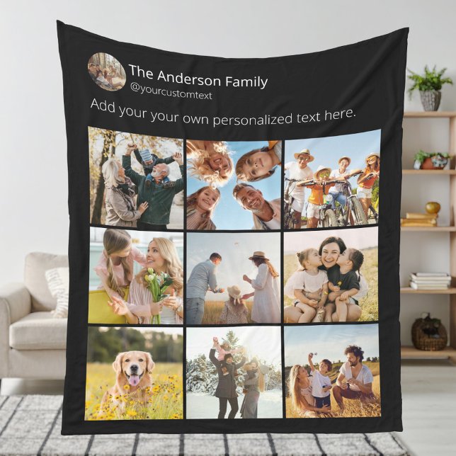 Create Your Own Social Media Photo Collage Fleece Blanket (Creator Uploaded)