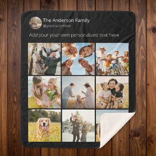 Create Your Own Social Media Photo Collage Sherpa Blanket