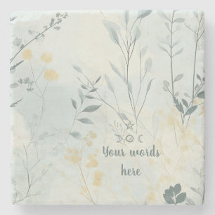 Create Your Own Soft Golden Flowers Minimalist Stone Coaster