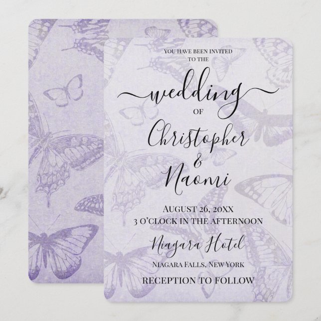 Create Your Own Soft Vintage Butterfly Paper Invitation (Front/Back)