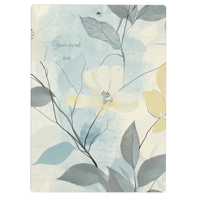 Create Your Own Soft Yellow Flowers Minimalist Clipboard (Back)