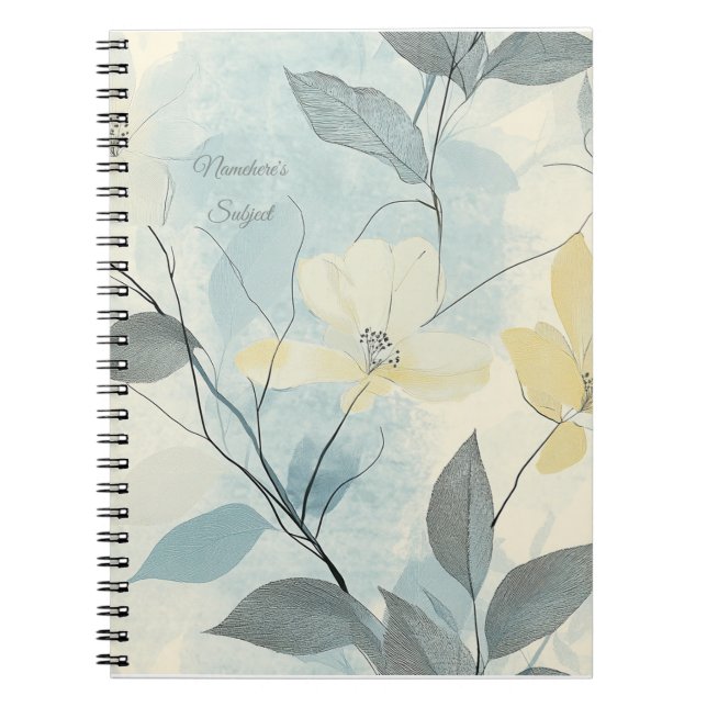 Create Your Own Soft Yellow Flowers Minimalist Notebook (Front)