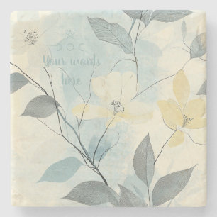 Create Your Own Soft Yellow Flowers Minimalist Stone Coaster