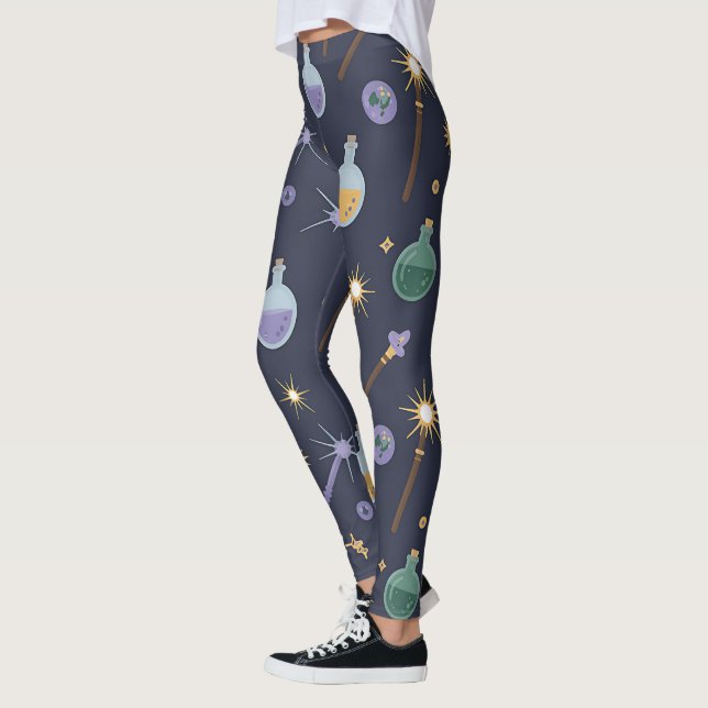 Create Your Own Sparkly Wands Potions Black Leggings (Left)