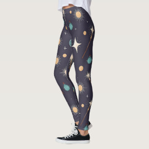 Create Your Own Sparkly Wands Potions Stars Black Leggings