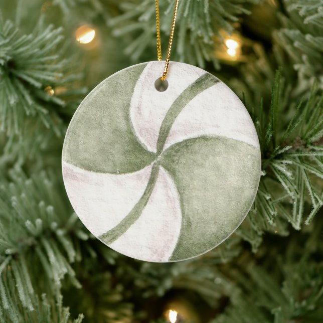 Create Your Own Spearmint Candy Christmas Ceramic Ornament (Tree)