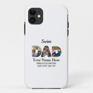 Create your own sports Dad photo collage Swim Dad iPhone 11 Case