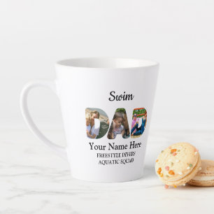 Create your own sports Dad photo collage Swim Dad Latte Mug
