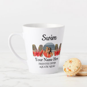 Create your own sports mom photo collage swim mom latte mug