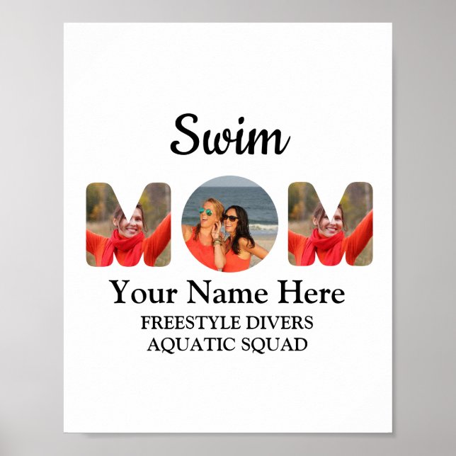 Create your own sports mum photo collage swim mum poster (Front)