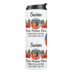 Create your own sports mum photo collage swim mum thermal tumbler