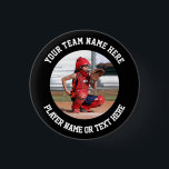 Create Your Own Sports Team Photo Button<br><div class="desc">Photo of a softball catcher ready to receive the ball from the pitcher on a pin button. The photo template is easy to customise. Gift for a player or a team of softball, baseball, hockey, basketball, football or any other sport. Easily place a square photo in the template to make...</div>