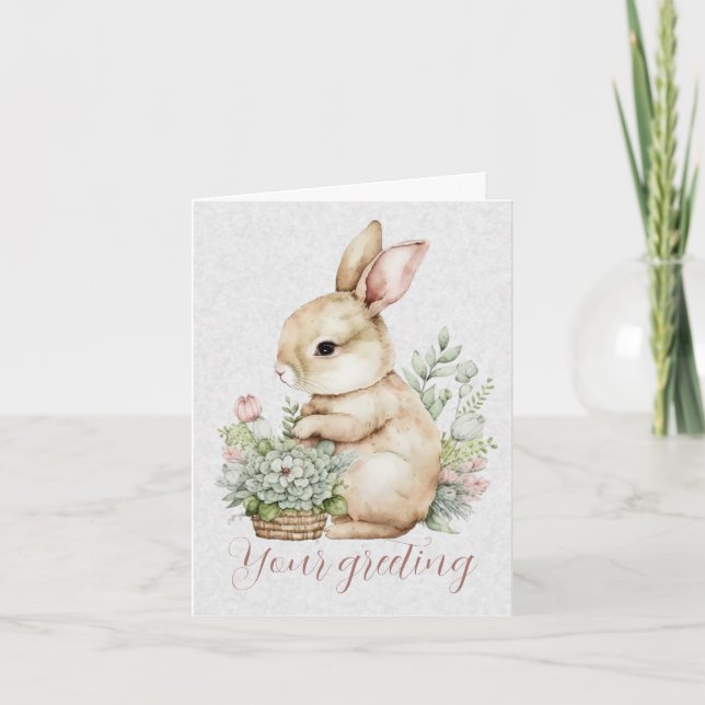Create Your Own Spring Bunny & Wildflowers Card (Front)