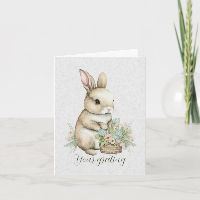 Create Your Own Spring Bunny & Wildflowers Card (Front)