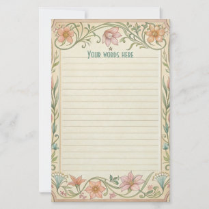 Create Your Own Spring Floral Art Deco Note Paper