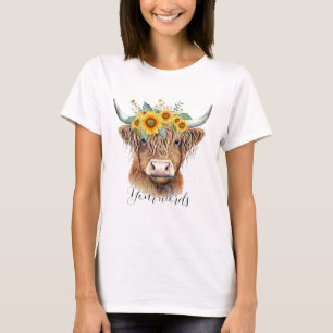 Create Your Own Spring Highland Bull & Wildflowers T-Shirt