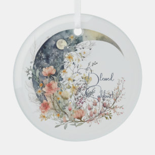 Create Your Own Spring Meadow Floral Crescent Moon Glass Tree Decoration
