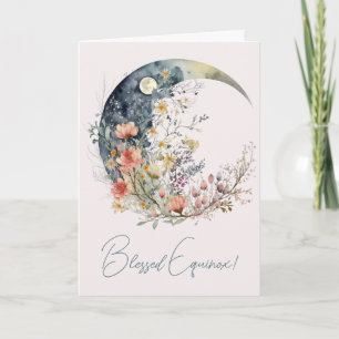 Create Your Own Spring Meadow Floral Crescent Moon Holiday Card