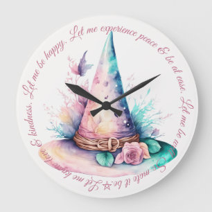 Create Your Own Spring Rainbow Floral Witch Hat Large Clock