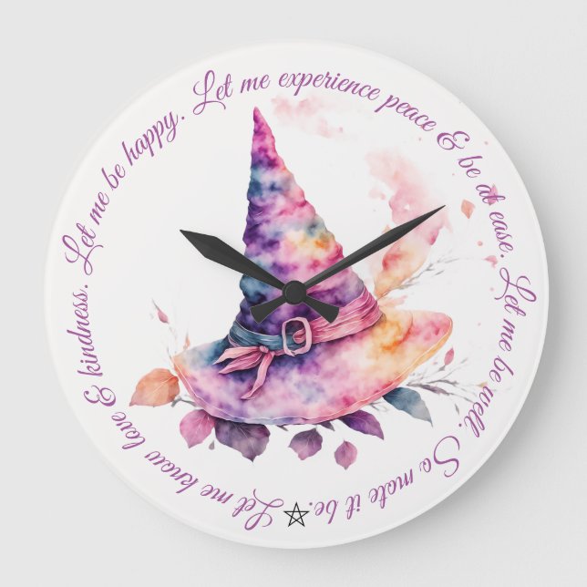 Create Your Own Spring Rainbow Witch Hat Leaves Large Clock (Front)