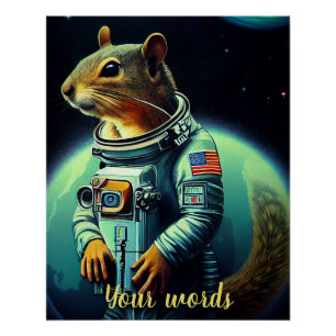 Create Your Own Squirrel in Space Astronaut Poster