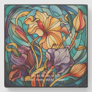 Create Your Own Stained Glass Autumn Lilies Stone Coaster