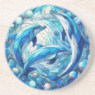 Create Your Own Stained Glass Dolphin Bubbles Coaster