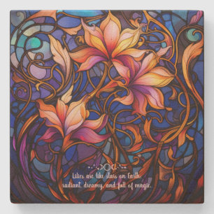 Create Your Own Stained Glass Enchanting Lilies Stone Coaster