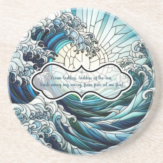 Create Your Own Stained Glass Moonglow Curly Waves Coaster (Front)