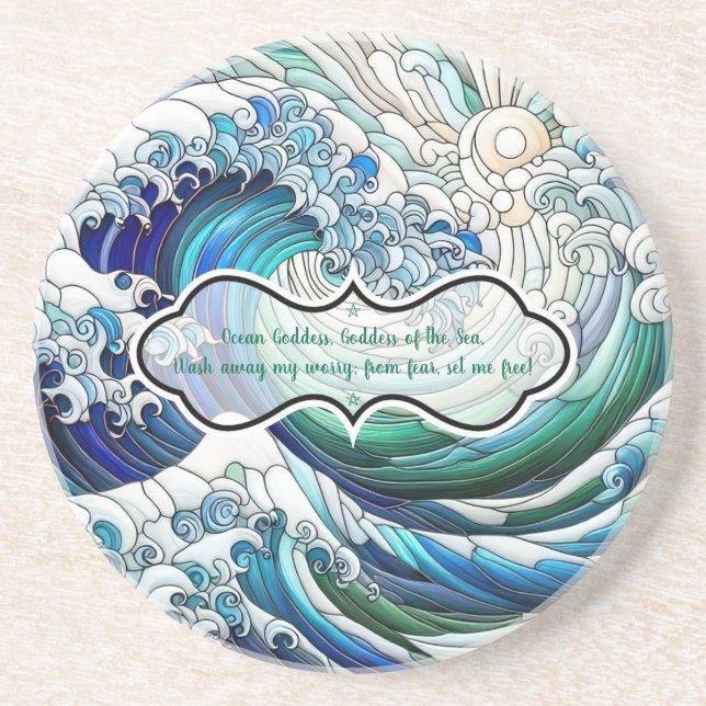Create Your Own Stained Glass Moonglow Waves Coaster (Front)